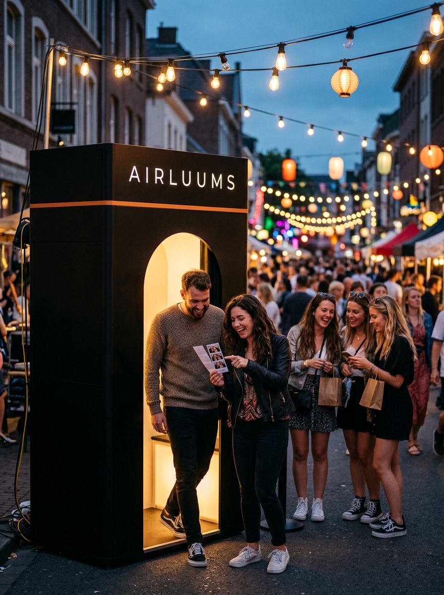 Friends lining up at the AIRLUUMS photobooth