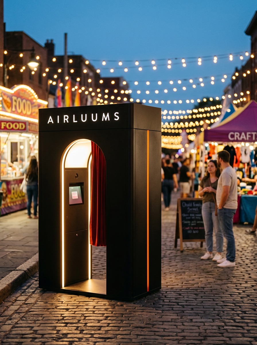 The AIRLUUMS photobooth at a night market