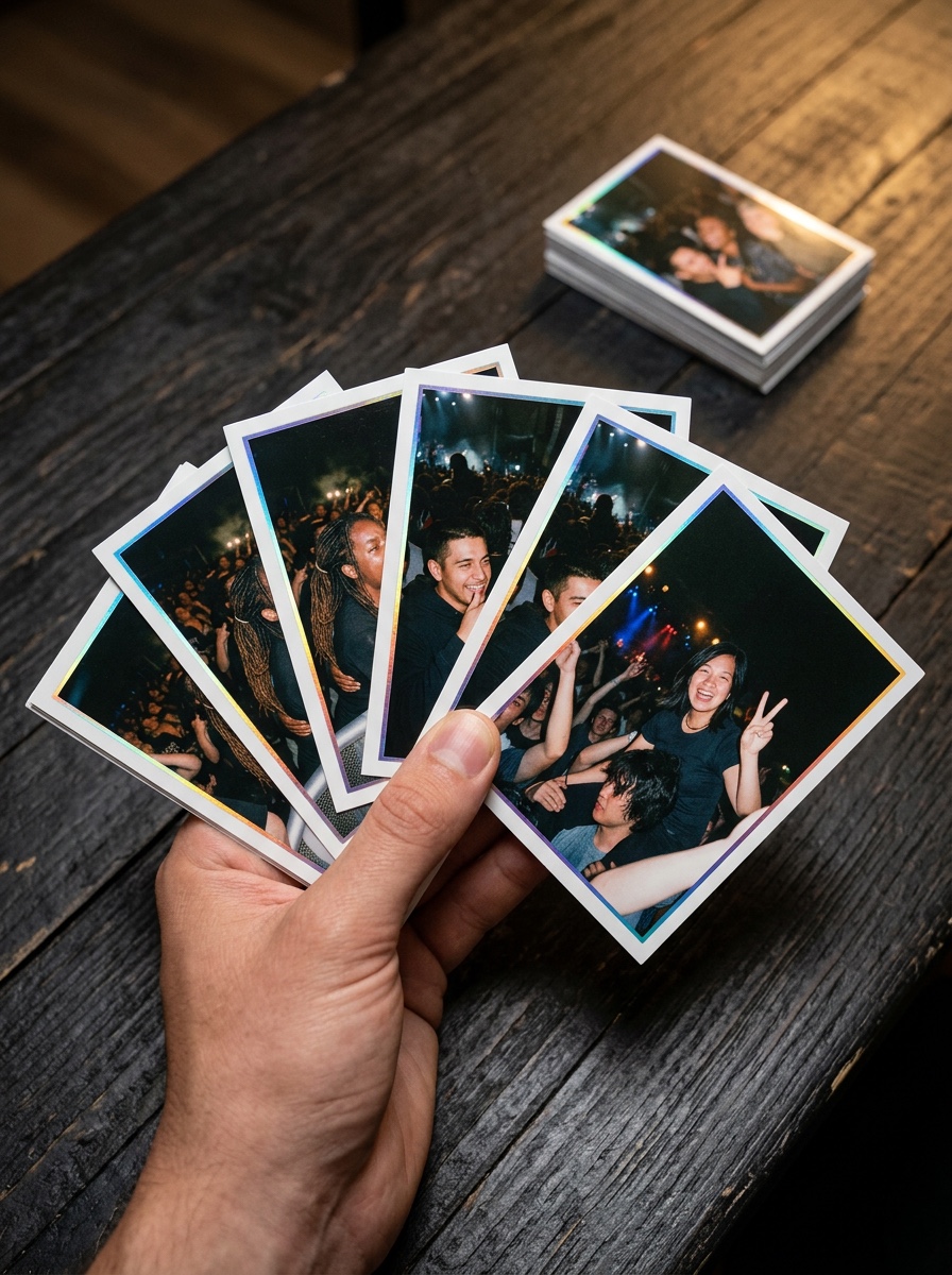 Trading cards of your friend group, fanned out