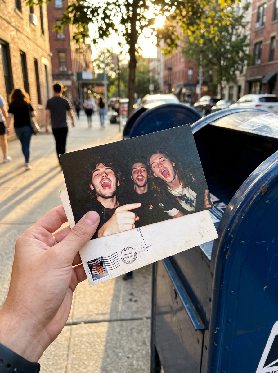 A postcard from your night, headed to the mailbox