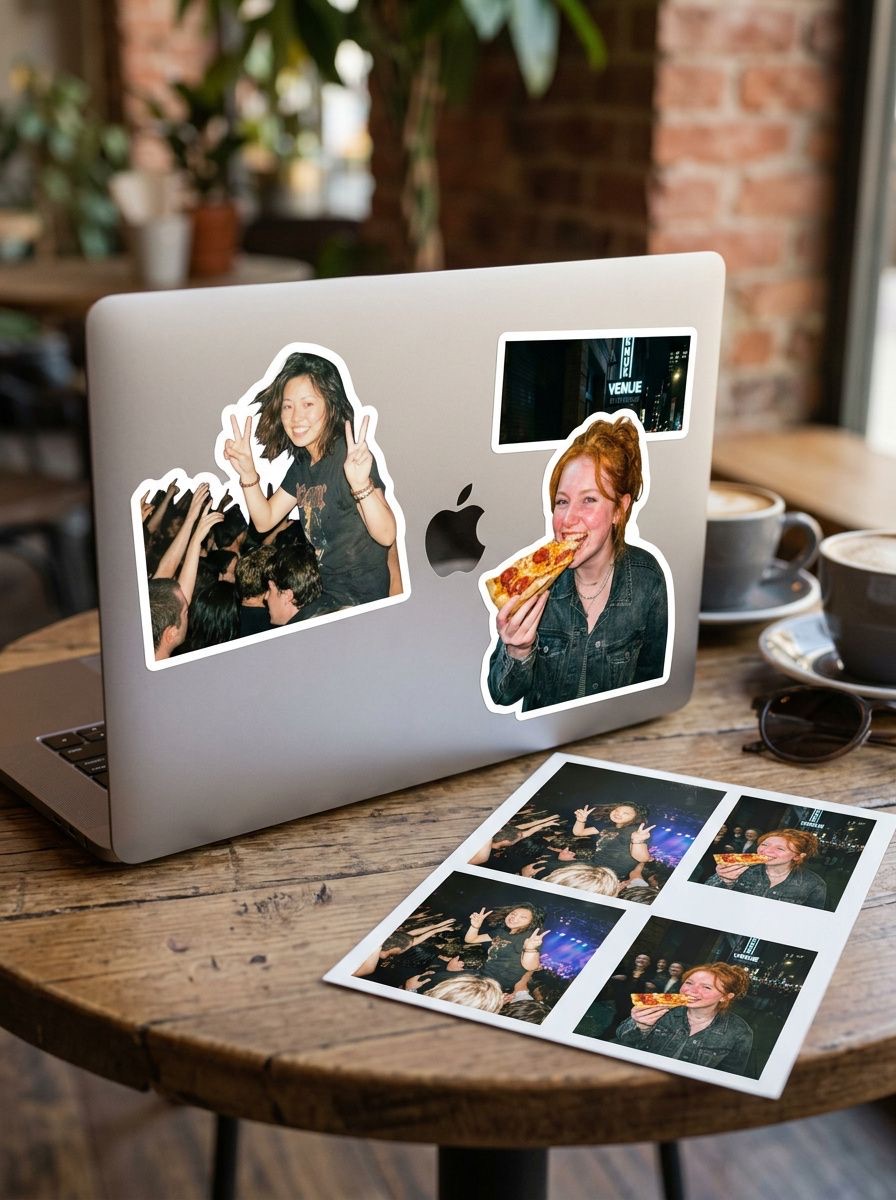 Die-cut photo stickers of your night
